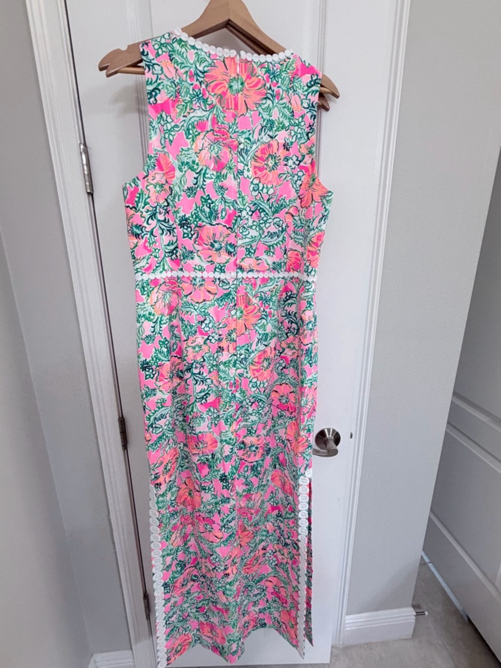 Lilly Pulitzer Pink Floral Maxi Dress with Green Accents - Picture 3 of 3